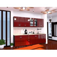 Bucatarie Zebra 2.6 metri MDF rosu simplu